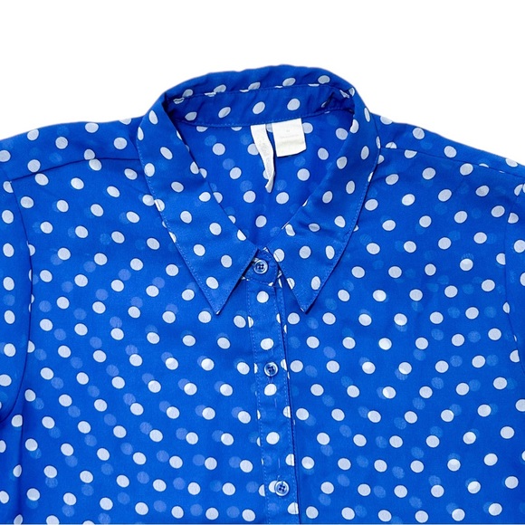 Blue & White Polka Dot Button-Down Blouse - Picture 5 of 5